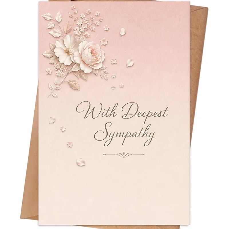 Blush Floral Sympathy Card for Gentle Condolences