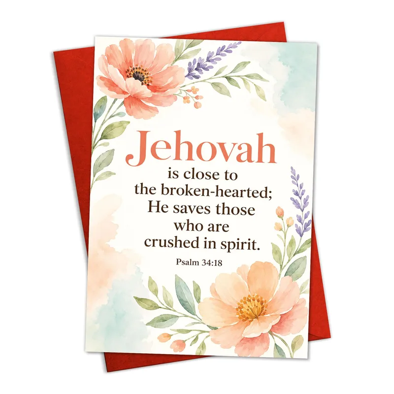 Bible Verse Sympathy Card with Psalm 34:18 Comfort