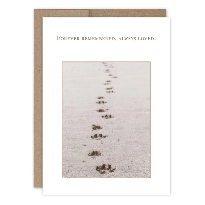 Remembering Our Pet Card: Pawprints In Sand