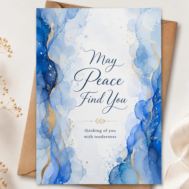 Condolence Blue Watercolor Card: May Peace Find You
