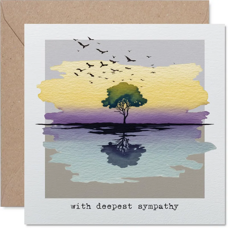 Watercolor Tree Sympathy Card: a quiet reflection for hard days