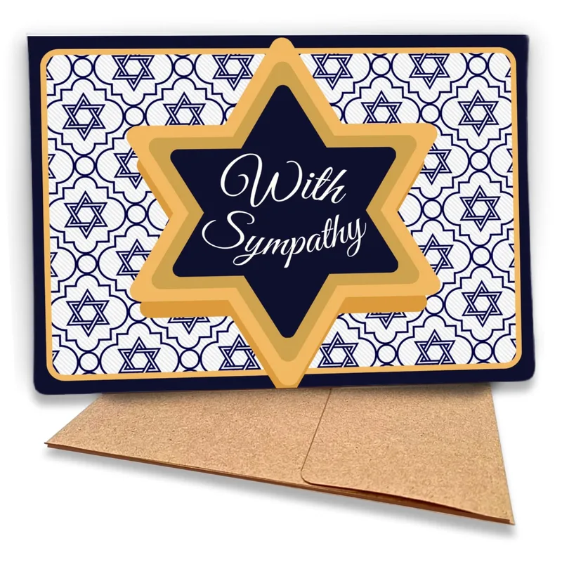 Condolence Jewish Card with a Blue Star of David Pattern