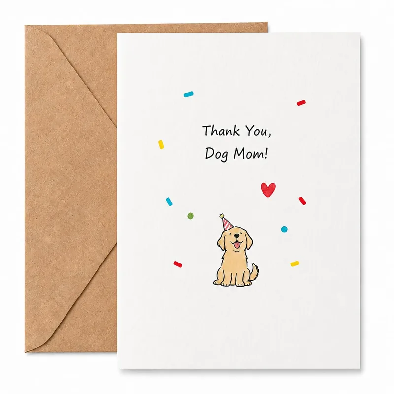Dog Mom Thank You Card: A Puppy Party Hat Thanks