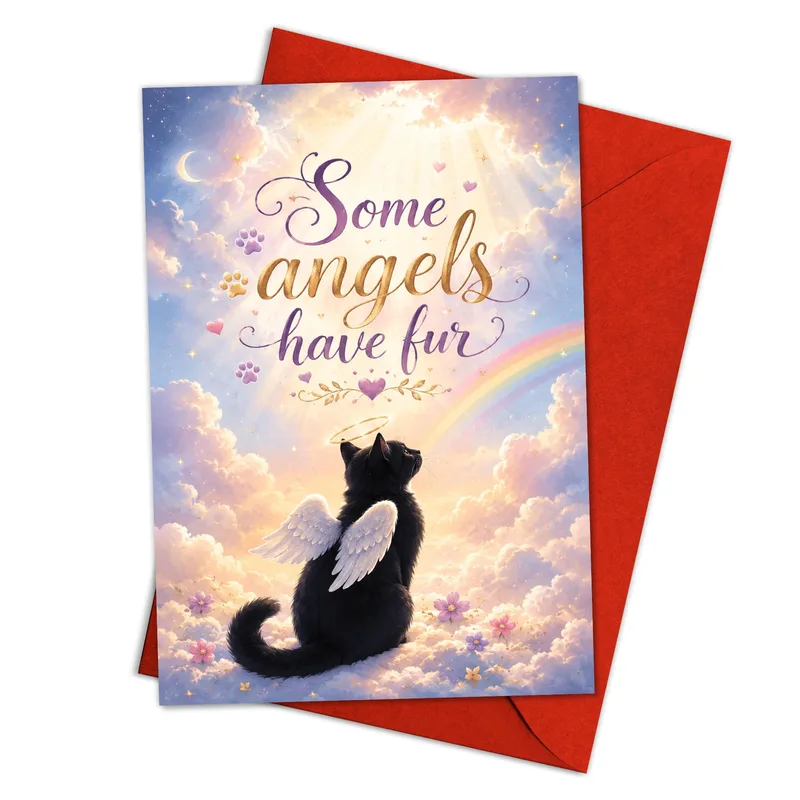 Angel Cat Sympathy Card: Some Angels Have Fur