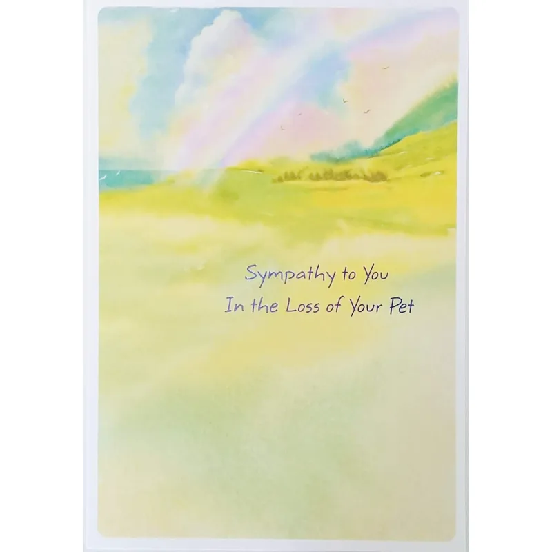 Condolence for Pet Loss Card: A Rainbow Over Soft Hills