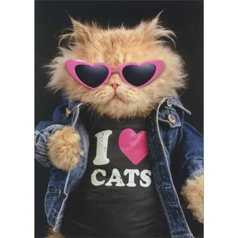 Crazy Cat Lady Card: A Cat in Heart Sunglasses