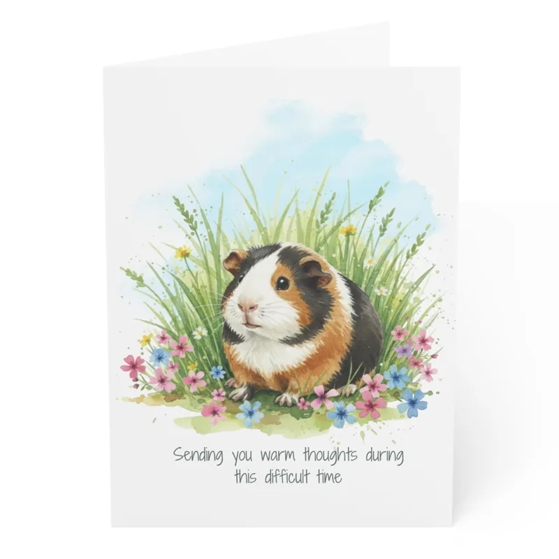 Guinea Pig Sympathy Card with a Meadow of Flowers