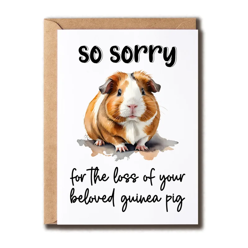 Watercolor Guinea Pig Card for Sympathy After a Loss