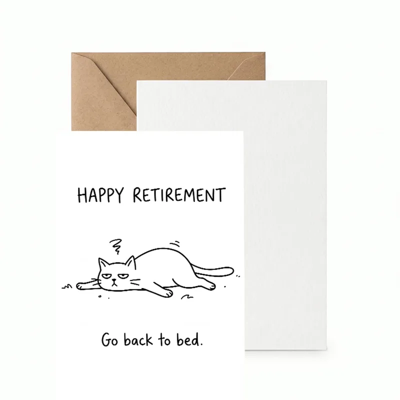 Lazy Cat Retirement Card for Someone Finally Off the Clock