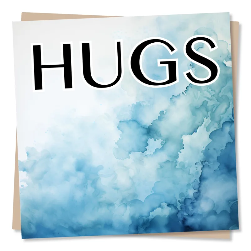 Blue Watercolor Hugs Card for Someone Who Needs One