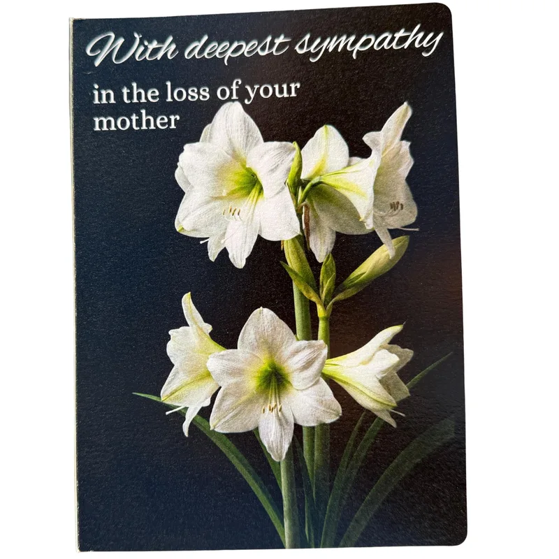 Deepest Sympathy Mother Card: White Amaryllis Sympathy Card
