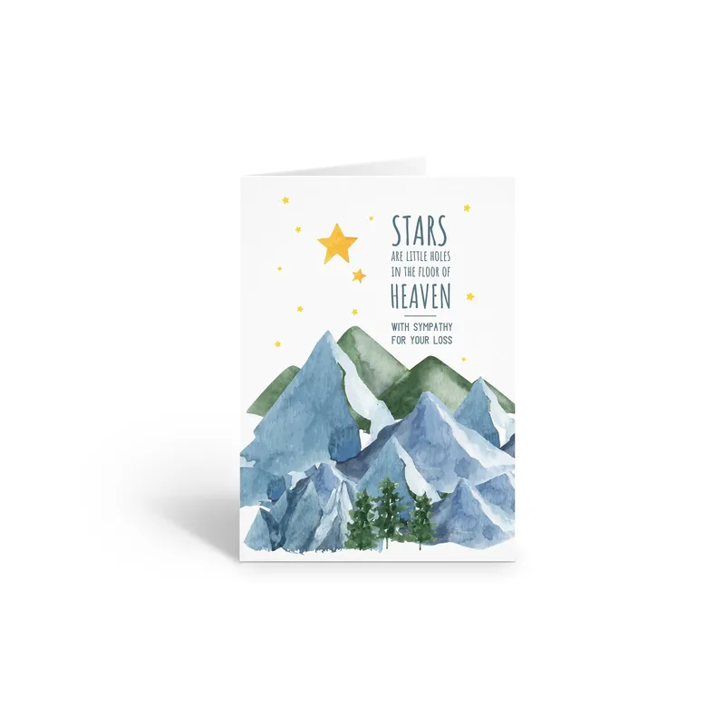 Stars Heaven Sympathy Card: Watercolor Mountains and Stars