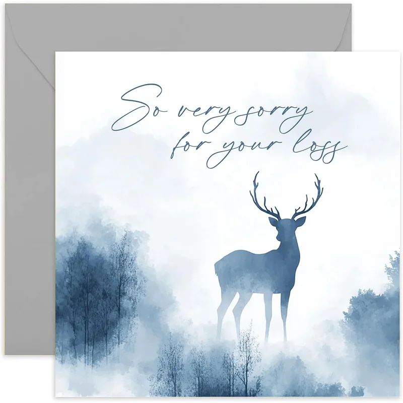 Blue Stag Sympathy Card: So Very Sorry for Your Loss