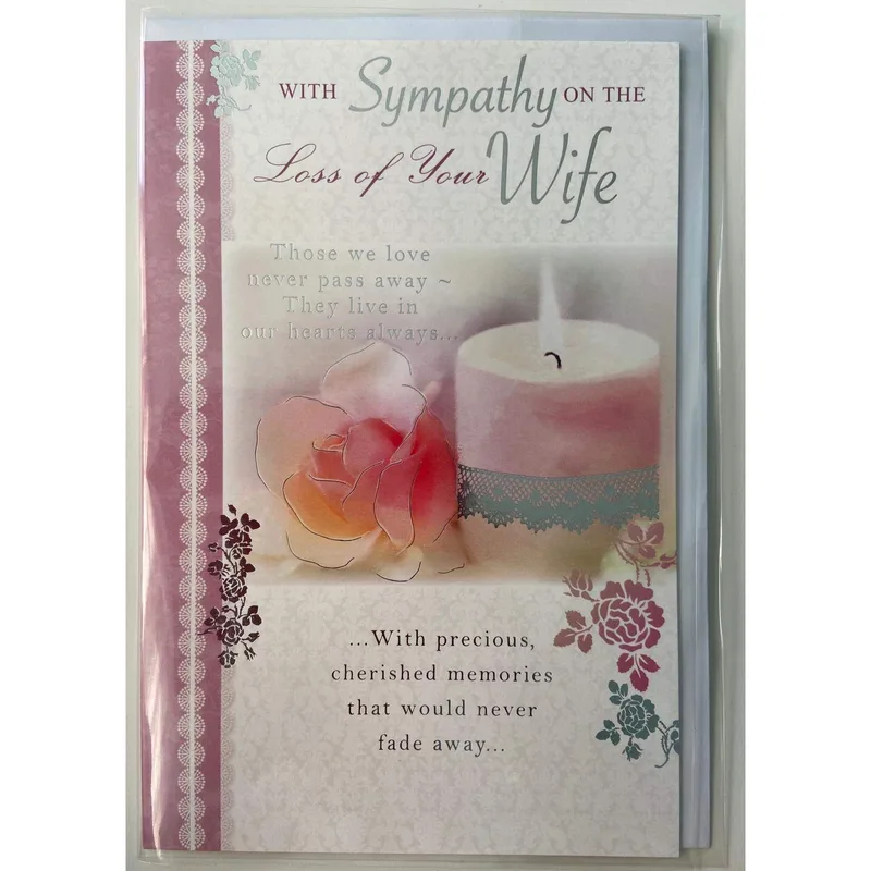 Pink Candle and Rose Card for a Husband Losing His Wife