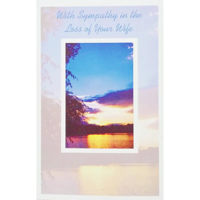 Condolence for Widower Card: Sunset Over Lake Sympathy Card