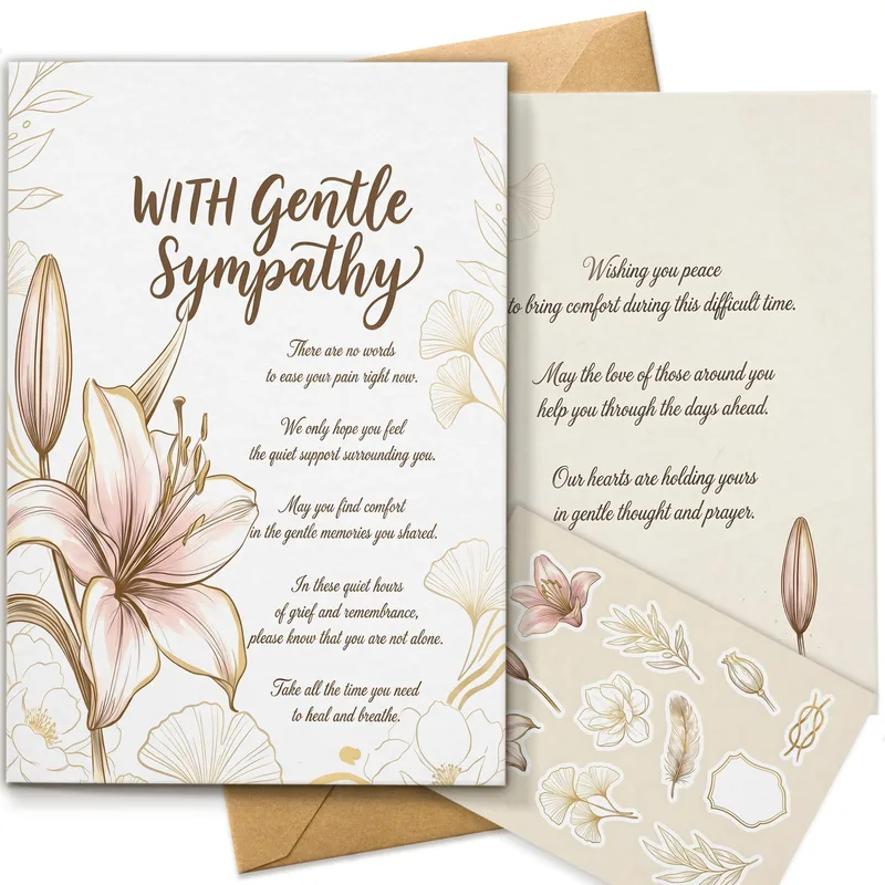 Gentle Sympathy Card with a Pink Lily Design