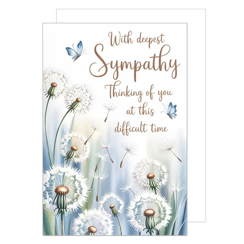 Dandelion Blue Watercolor Botanical Card for Sympathy