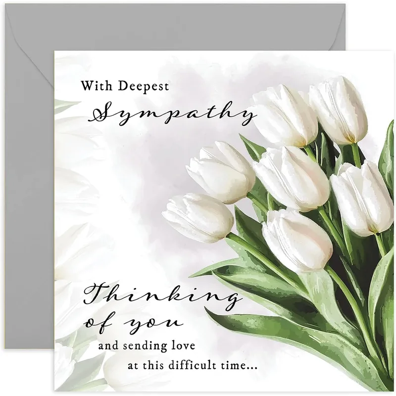 White Tulips Sympathy Card: Gentle Words for Loss
