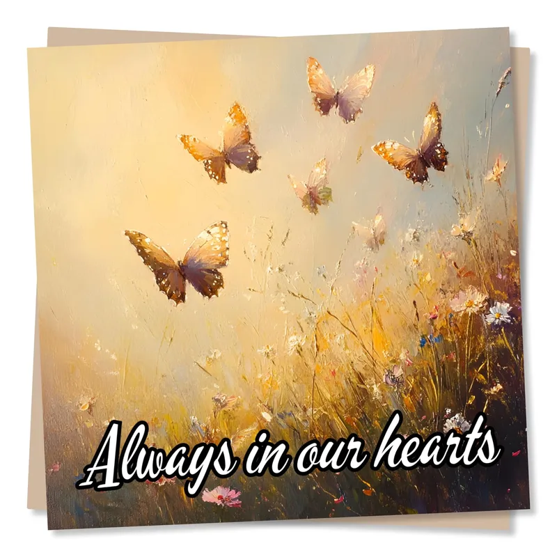 Condolence Butterfly Card: Always in Our Hearts Sympathy Card