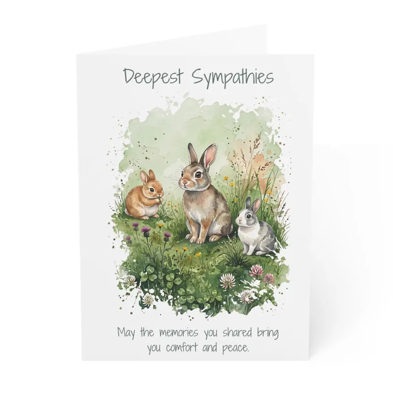 Rabbit Sympathy Card: Watercolor Bunnies in a Meadow