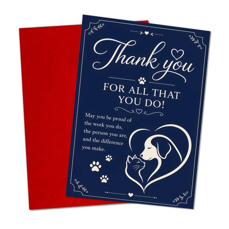 Animal Lover Thank You Card: Navy Pet Heart Design