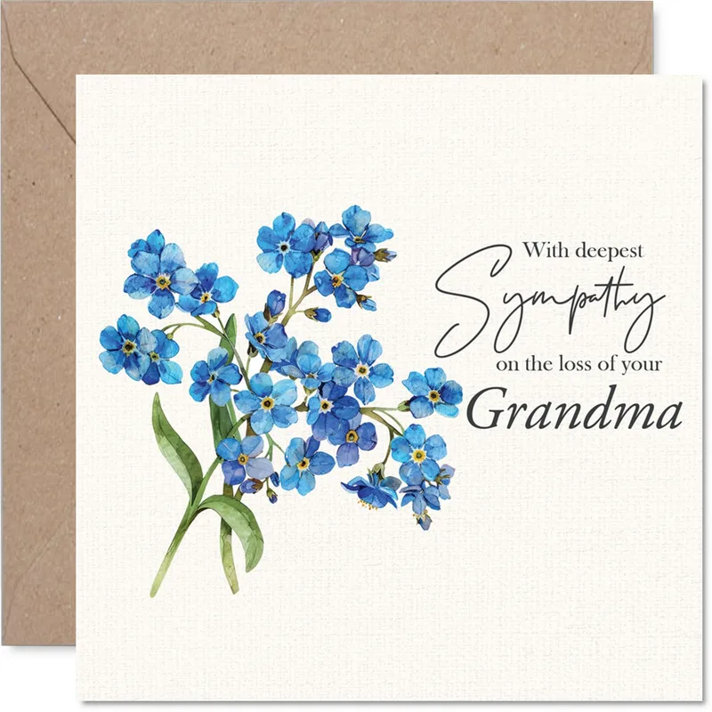 Sympathy Loss of Grandma Card with Blue Forget-Me-Not Flowers