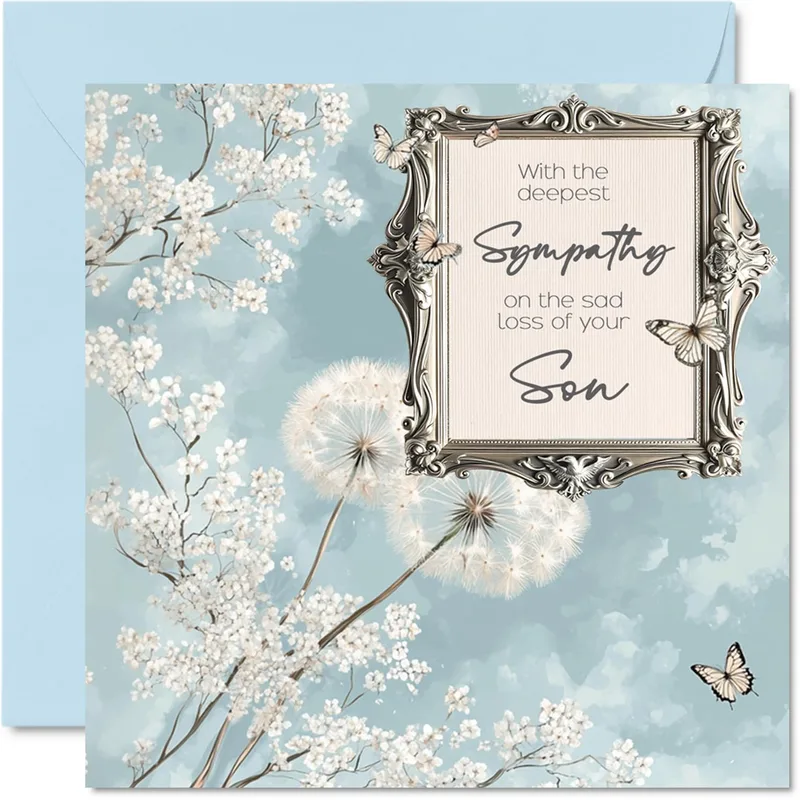 Sympathy on Loss of Son Card with Dandelion and Frame