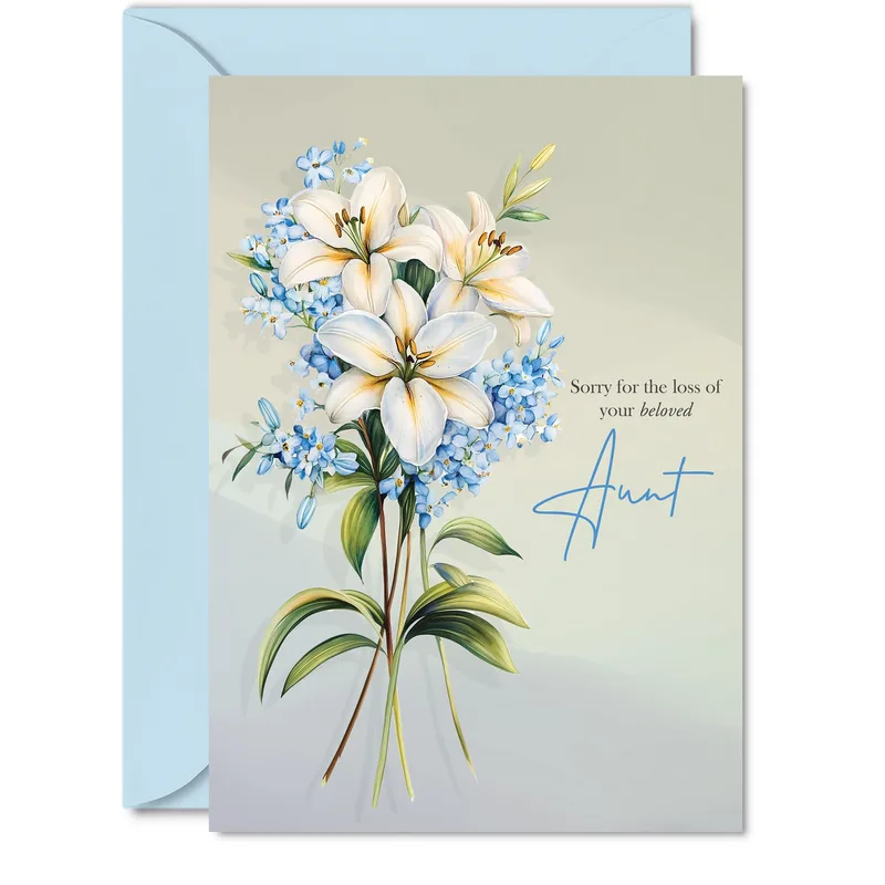 Sympathy for Loss of Aunt Card with White Lily Bouquet