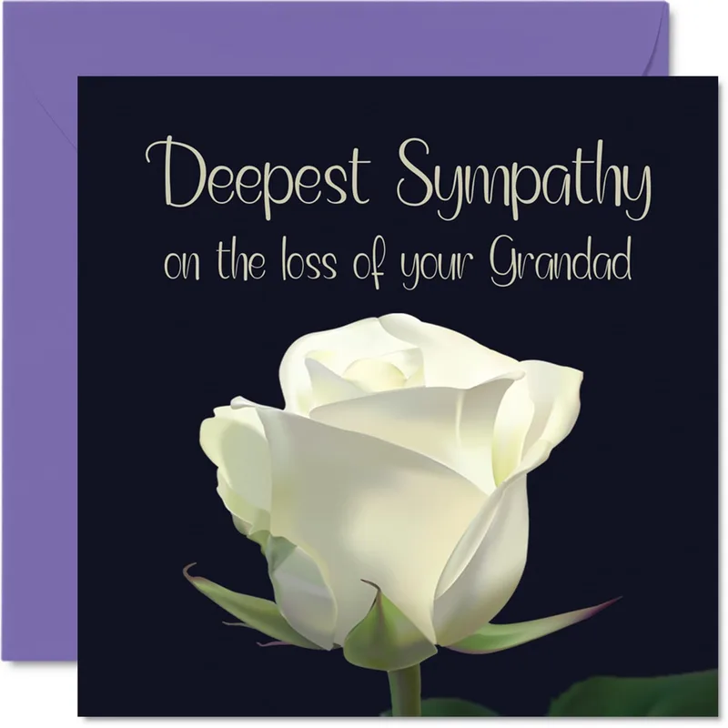 Condolence White Rose Card for Losing a Grandfather