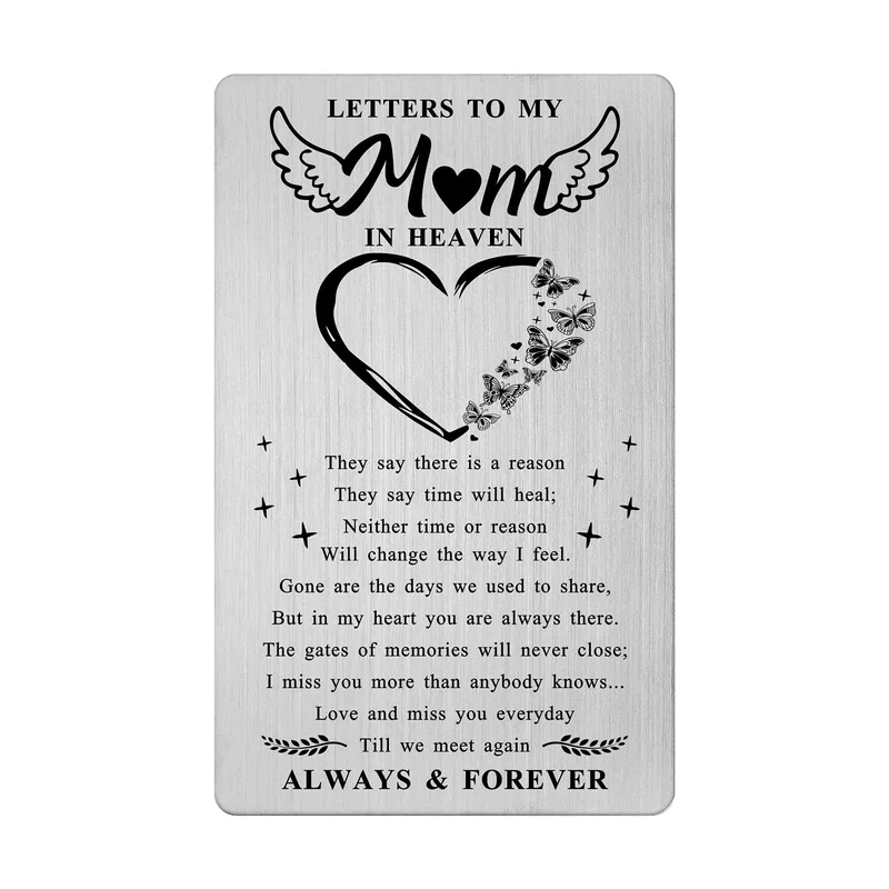 Memorial Mom Card for Grieving Daughter with Heart Butterflies Poem