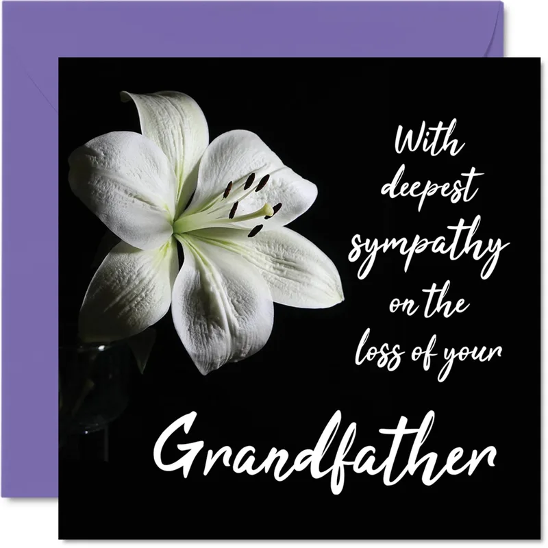 White Lily Flower Card for Grandfather Sympathy