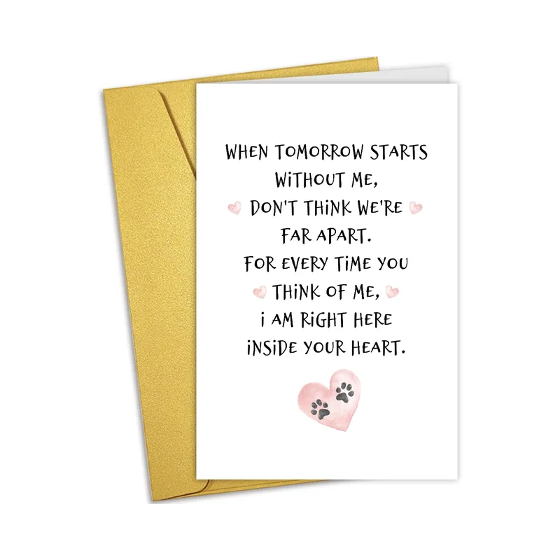 Pink Watercolor Paw Heart Card for Pet Bereavement and Sympathy