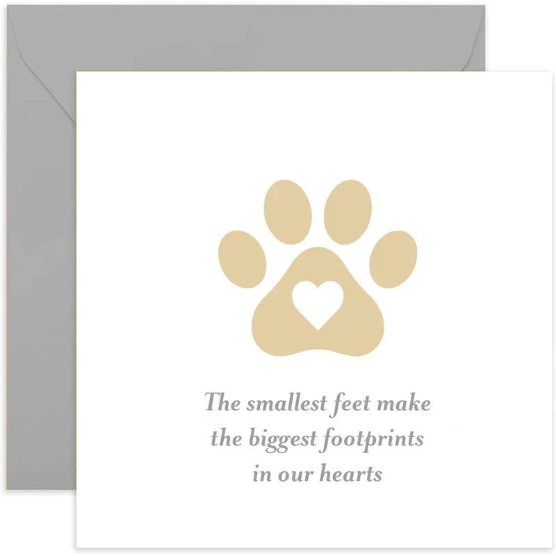 Beige Paw Print Design Card for Pet Bereavement Sympathy
