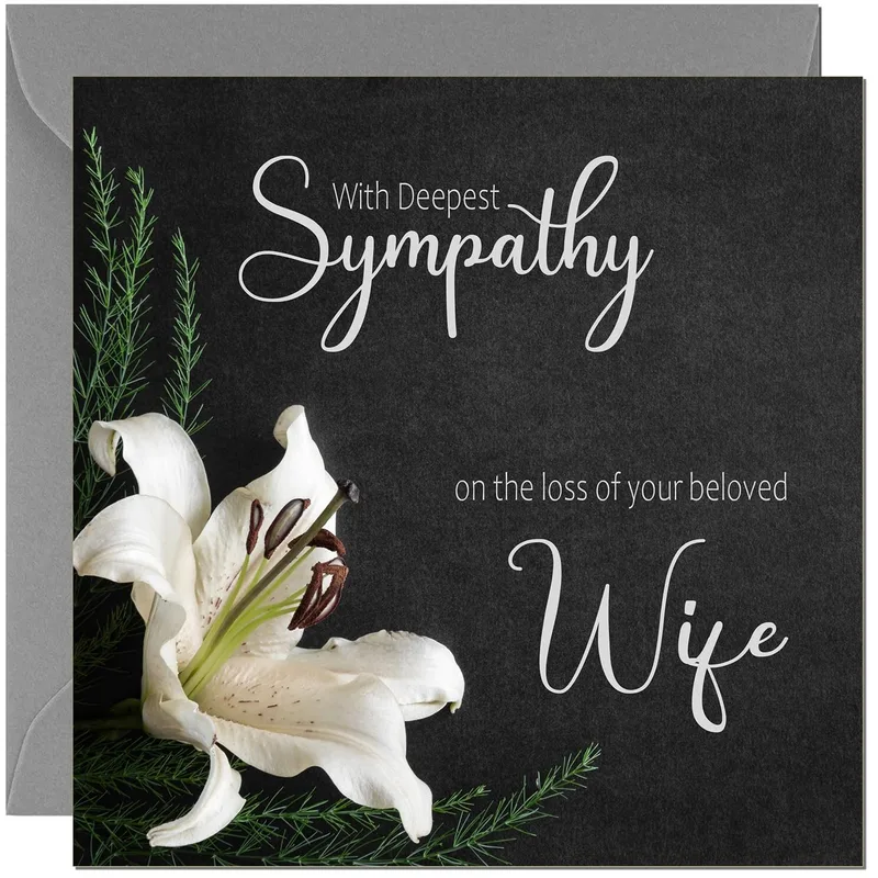 White Lily Dark Background Card for Bereaved Husband