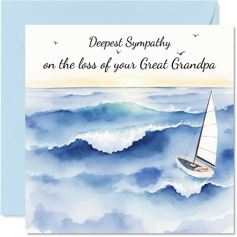 Great Grandpa Sympathy Card with Watercolor Sailboat Design
