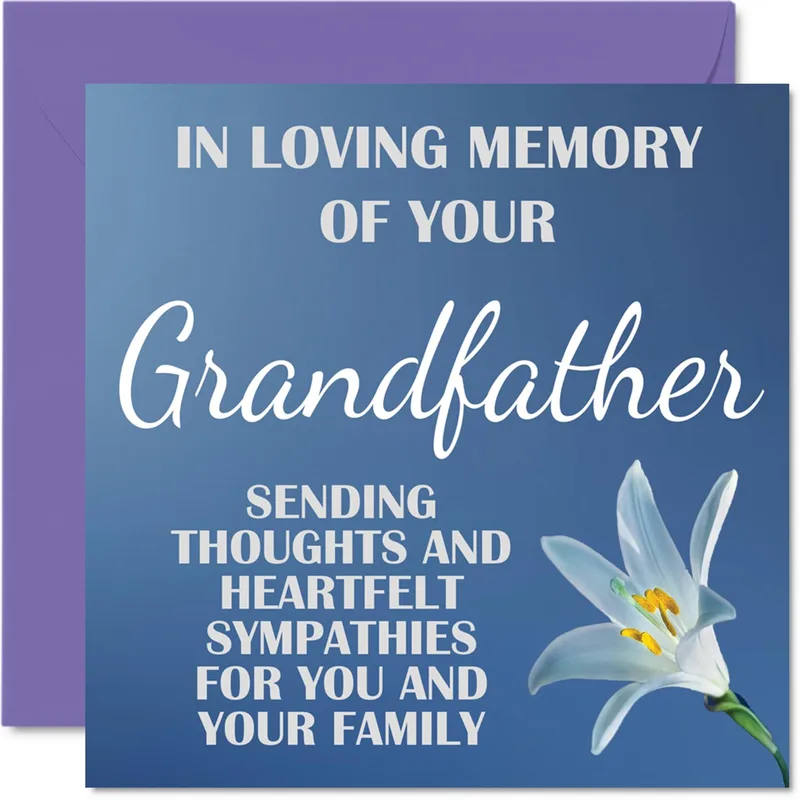 Sympathy Grandfather Card featuring a blue gradient background