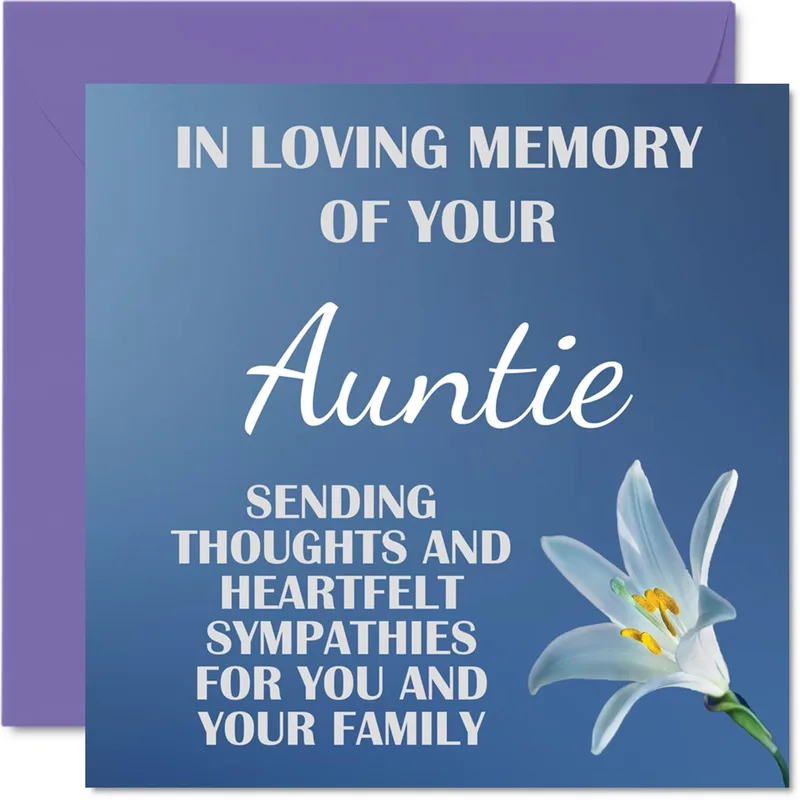 Loving Memory Auntie Card for Sympathy and Bereavement Support