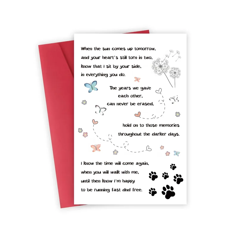 When the sun comes Card for Pet Loss Sympathy