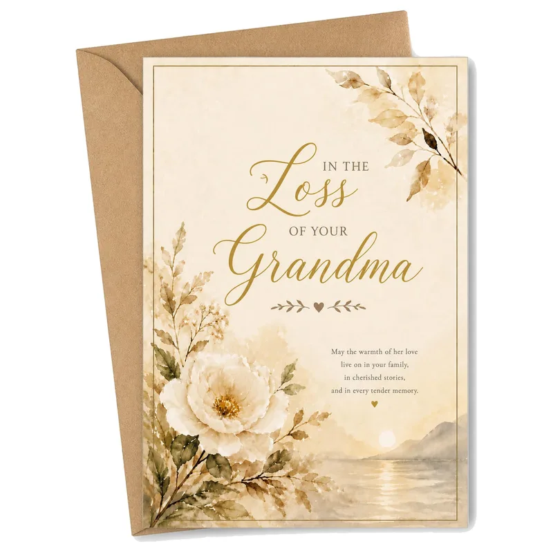 Loss of Grandma Card with Watercolor Floral Sympathy Design