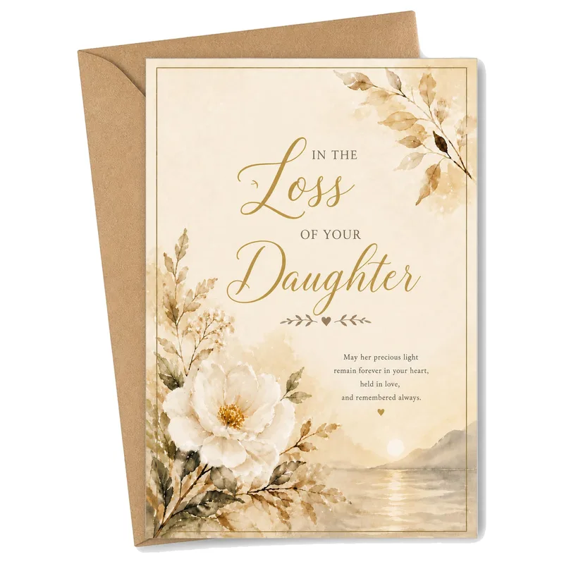 Loss of Daughter Sympathy Card with Watercolor Florals