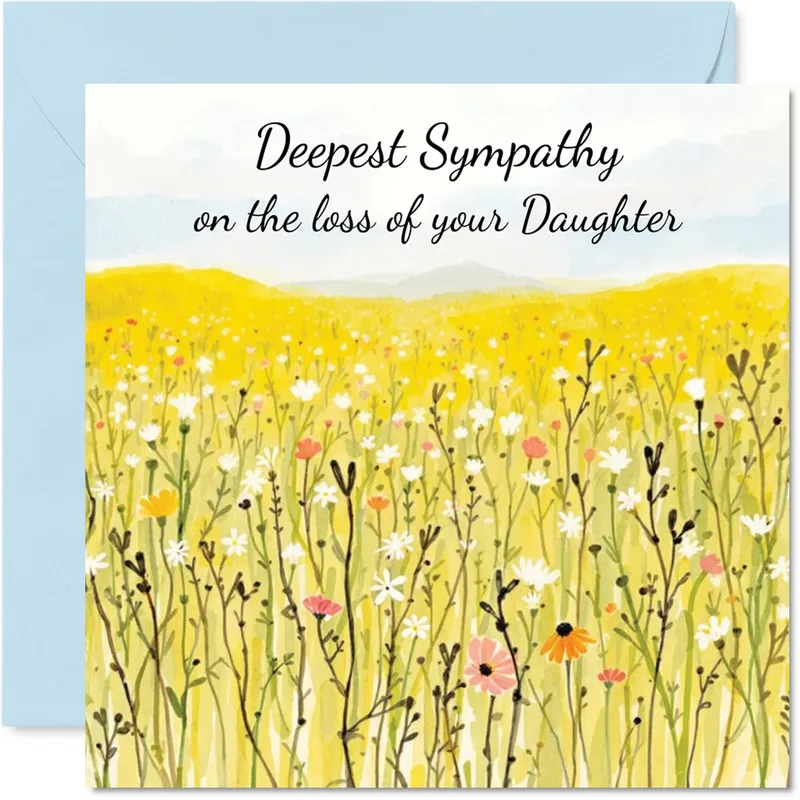 Yellow Watercolor Wildflower Meadow Card for Grieving Parents