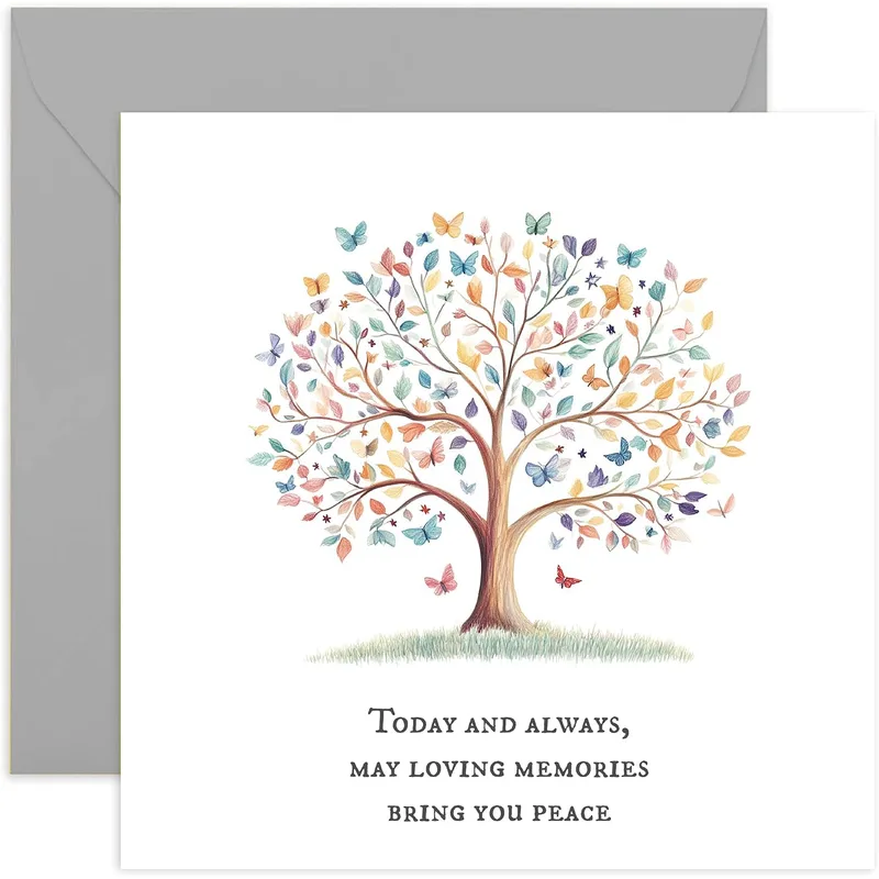 Memories Peace Card features a watercolor tree