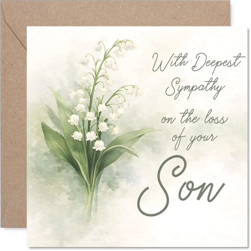 White Lily Card for Grieving Parents and Sons