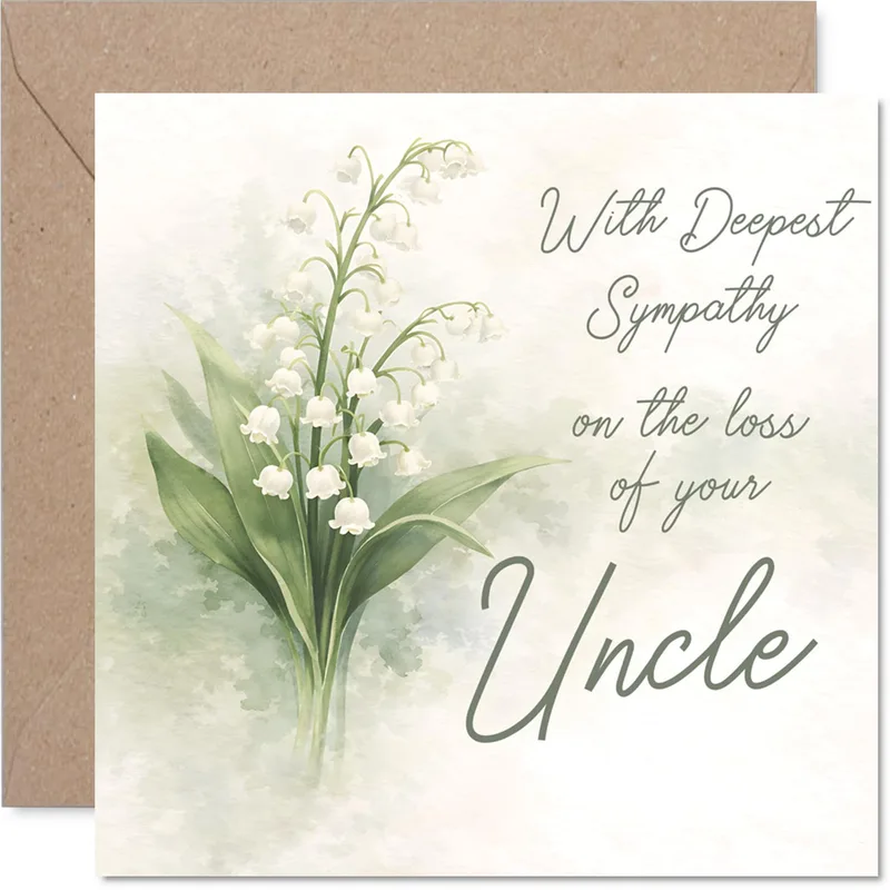 Sympathy Uncle Card for Watercolor Lily of the Valley Design