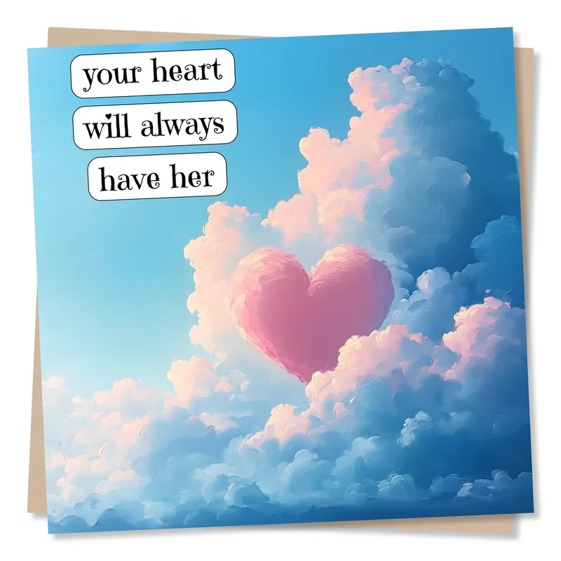 Heart Will Always Have Her Card: Pink Heart Clouds Sympathy Greeting