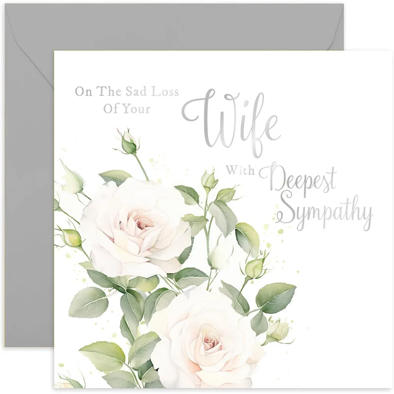 White Roses Sympathy Card – Greeting Card in natural