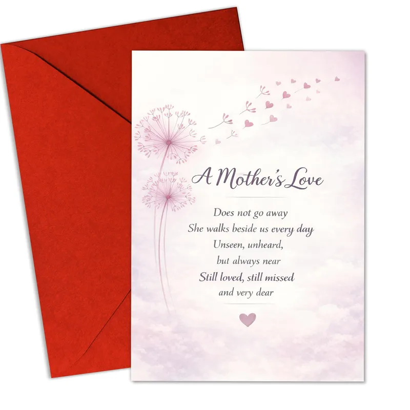 Remembering Mom Sympathy Card with A Mother's Love Dandelion Design