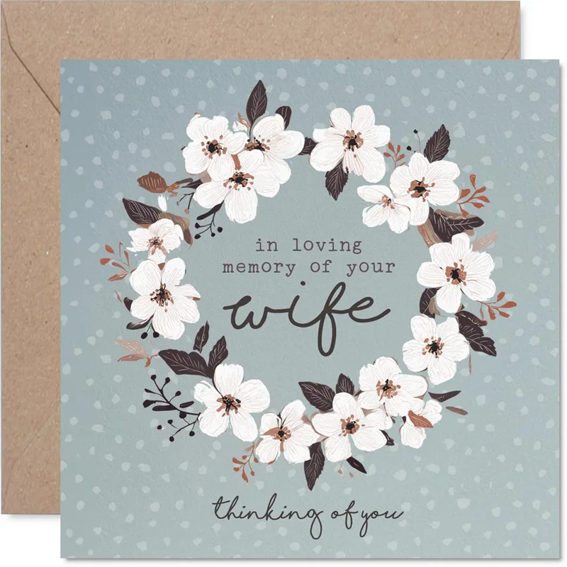 Sympathy for Wife Card honoring a beloved partner with floral art