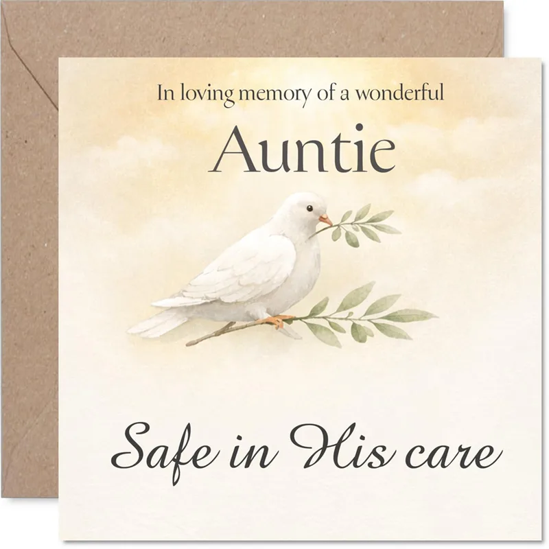 Sympathy White Dove Card for a Beloved Auntie in Memory