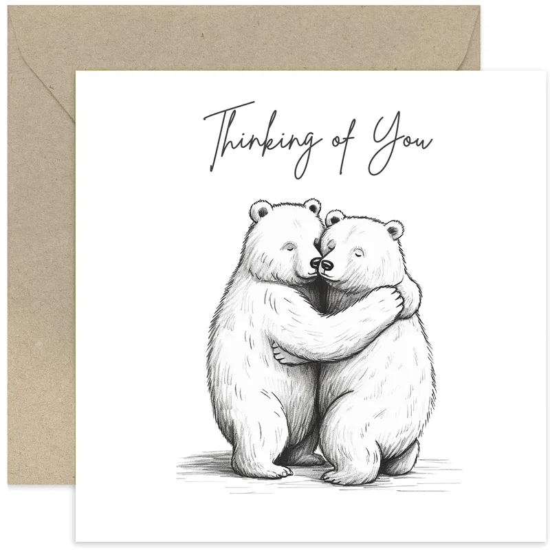 Sketch Bears Hugging Card for Sending Comfort and Support
